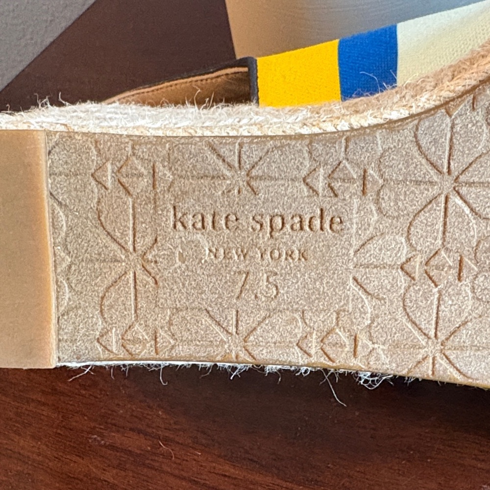 Size 7.5 Kate Spade Striped Multicolor Espadrille Wedge Slingback - Women's - Picture 16 of 16